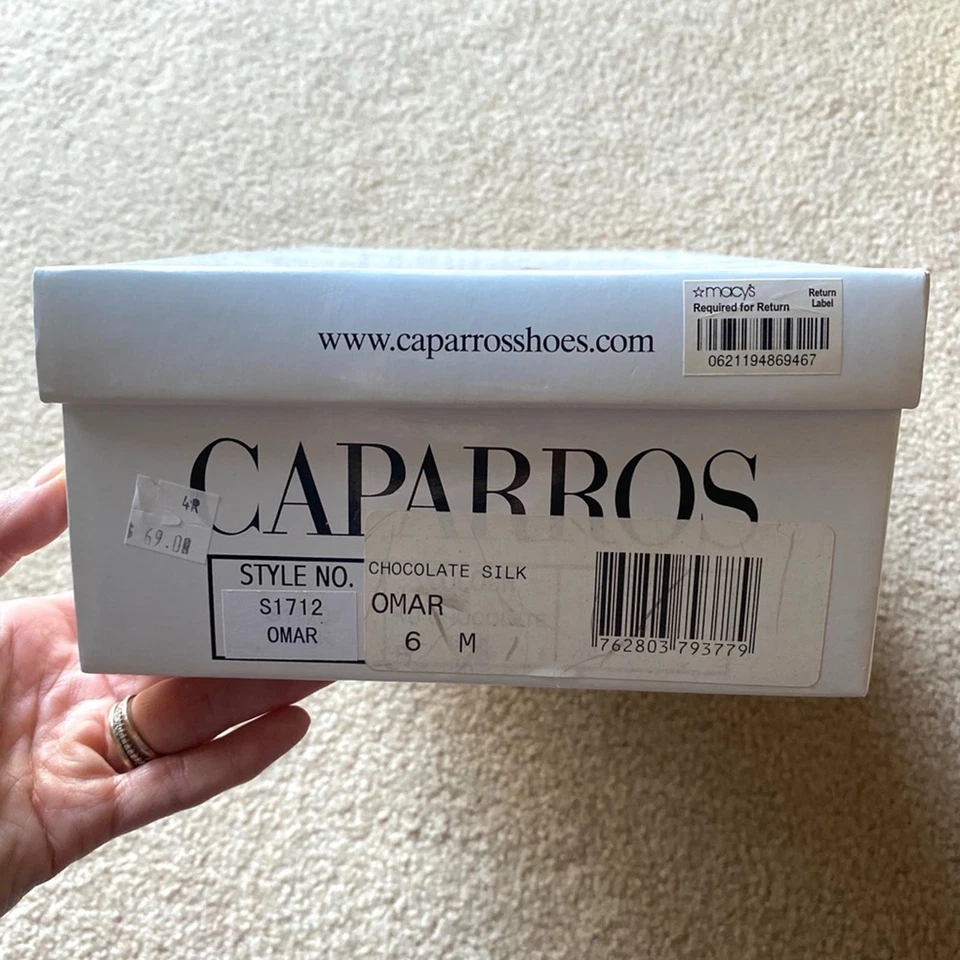 Y2K Caparros Omar Marrón Chocolate Satinado Peep-Toe Tacones Para Mujer Talla 6 Foto 2 de 4