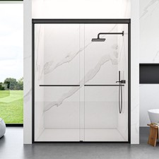 56-60" W x 72" H Semi-Frameless Double Sliding Shower Door Bypass Tempered Glass