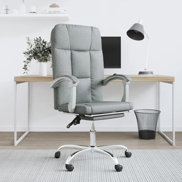 BüRostuhl Mit Liegefunktion Hellgrau Stoff Ergonomisch HöHenverstellbar-image