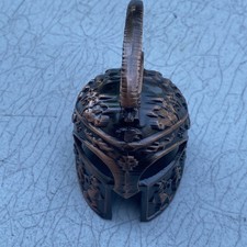 Grecki spartański hełm wojownika brąz wykończenie miniatura 4" tłoczony herb lwa sztuka