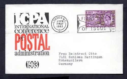 GB - 1963 Centenary of Paris Postal Conference Phosphor First Day Cover