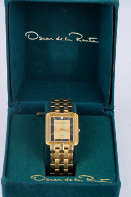 Vintage Oscar De La Renta Base Metal Bezel Stainless Steel Quartz