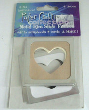 VTG Papercraft Metal Rim Slide Heart Cut-out Frame 4 pcs 4163 Scrapbook Craft