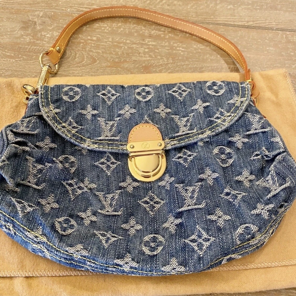 Louis Vuitton, Bags, Authenticlouis Vuitton Denim Bag Mini Pleaty  Monogram Vintage Jean Shoulder Bag