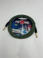 (QTY 2) Pig Hog Instrument Cable PCH10JGR Jamaican Green 1/4' to 1/4' 10 ft.