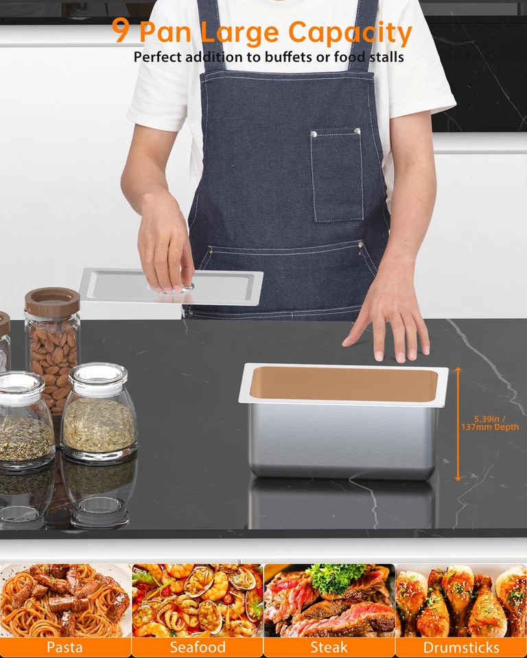 72QT Steam Table 9x8QT Electric Commercial Buffet Food Warmer 9-Pans with Wheels - Image 3 of 4