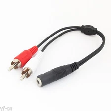 10pcs 3.5mm 1/8" Stereo Female to 2 RCA Male Adapter Audio Y Cable w/Lock Slot