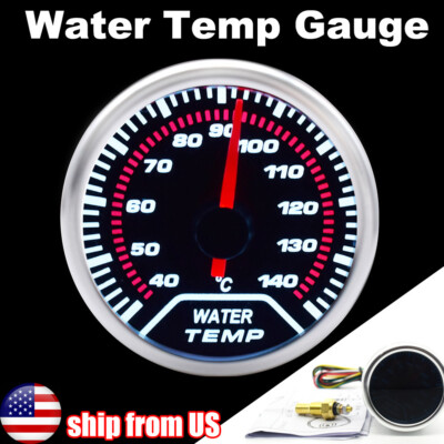 #ad Water Temp Meter Temperature Gauge LED 2quot; 52mm 1 8 NPT Sensor Pointer Car Truck. $19.99