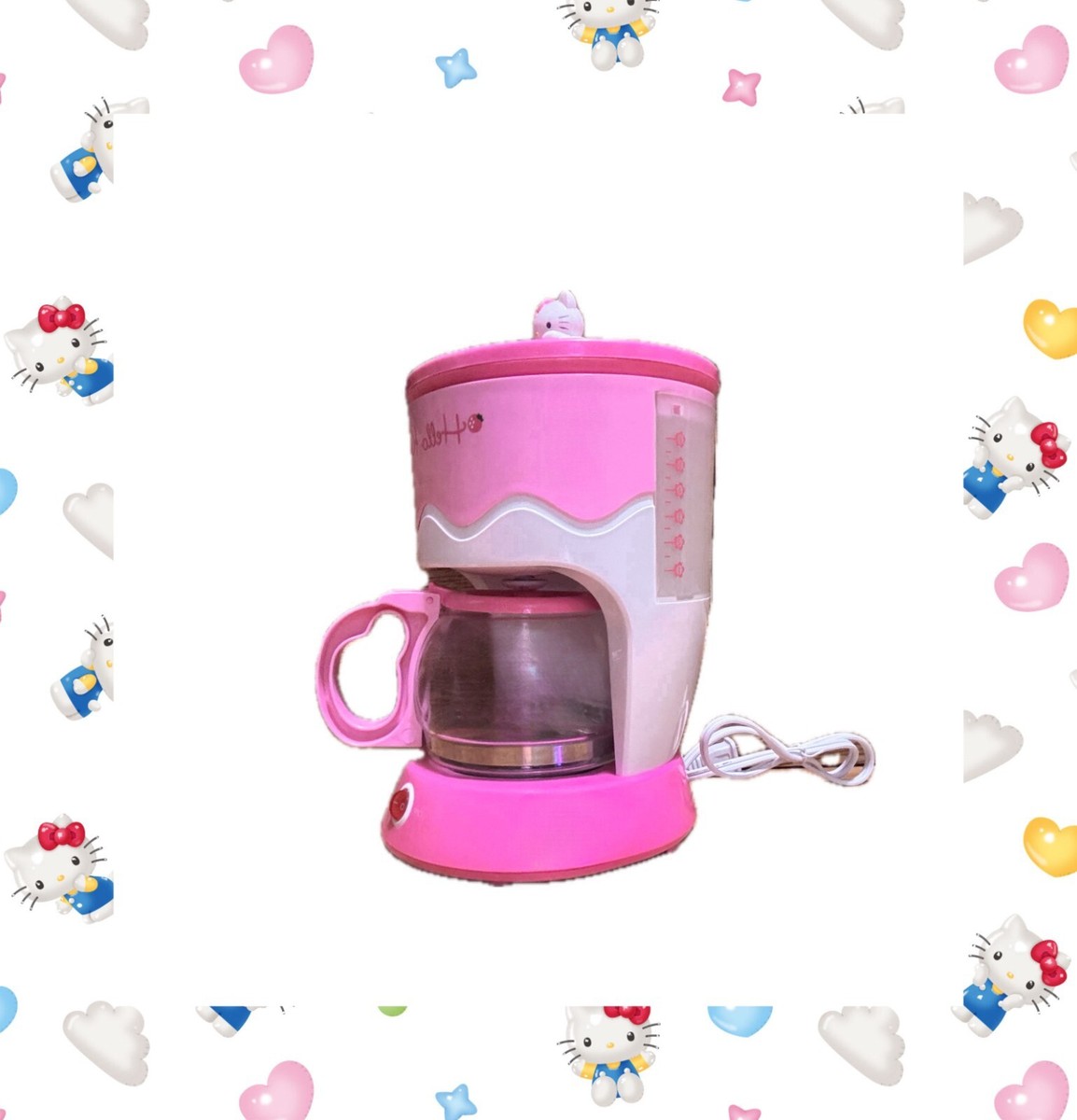 SANRIO Vintage Hello Kitty Coffee Maker w/ Pot Pink & White