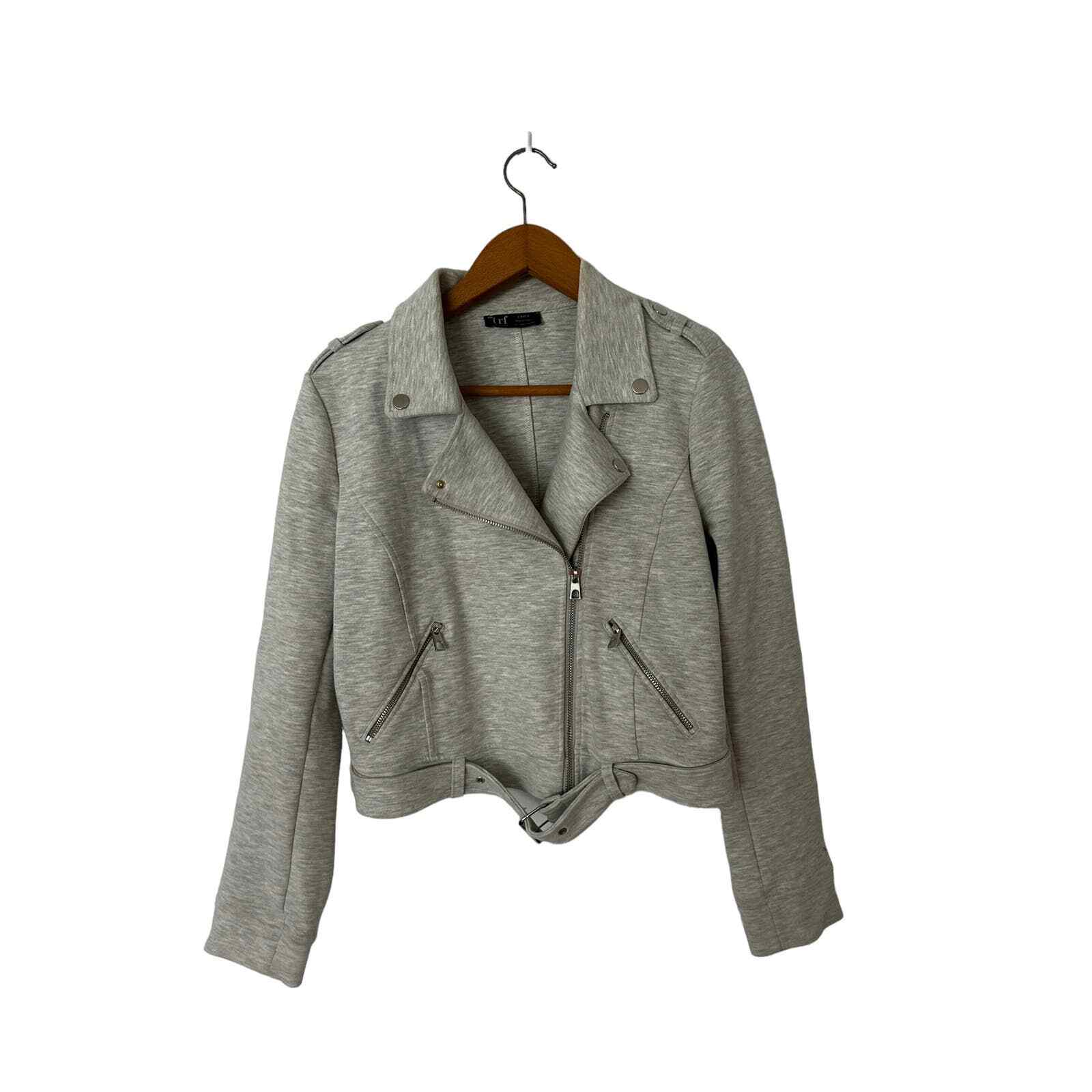 Zara Plush Jersey Biker Moto Jacket Women Light Heath… Gem