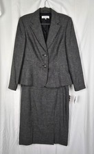 Kasper Houndstooth Grey/Black 2pc Skirt Suit Set sz 10 NWT Secretary Church