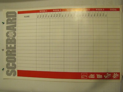 Coca-Cola, diet Coke, Tab, Sprite, ''Scoreboard'' ''Score With The Pros'' Sign