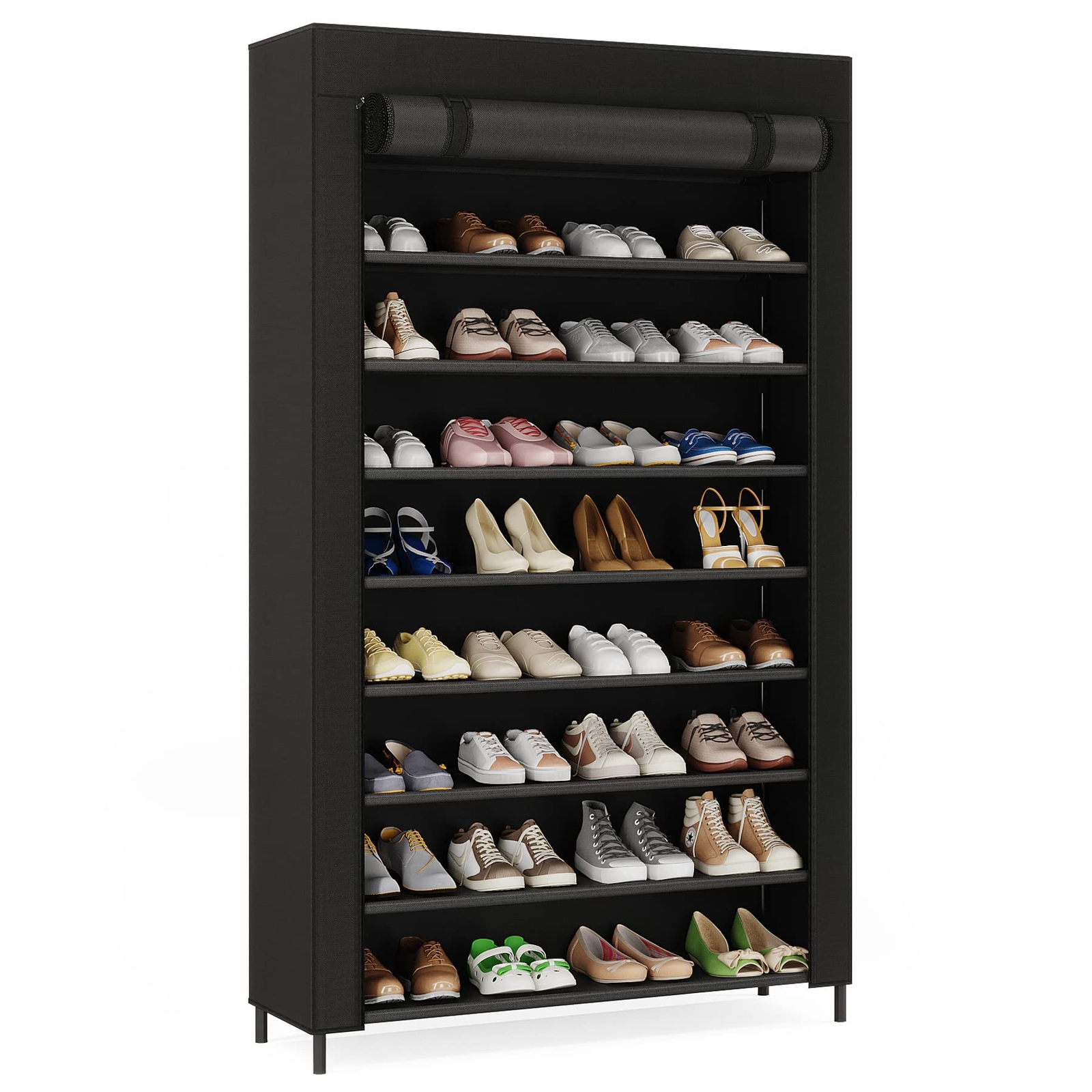 9-Tier Shoe Rack with Nonwoven Cover – Tall Storage Organizer for Closet-image