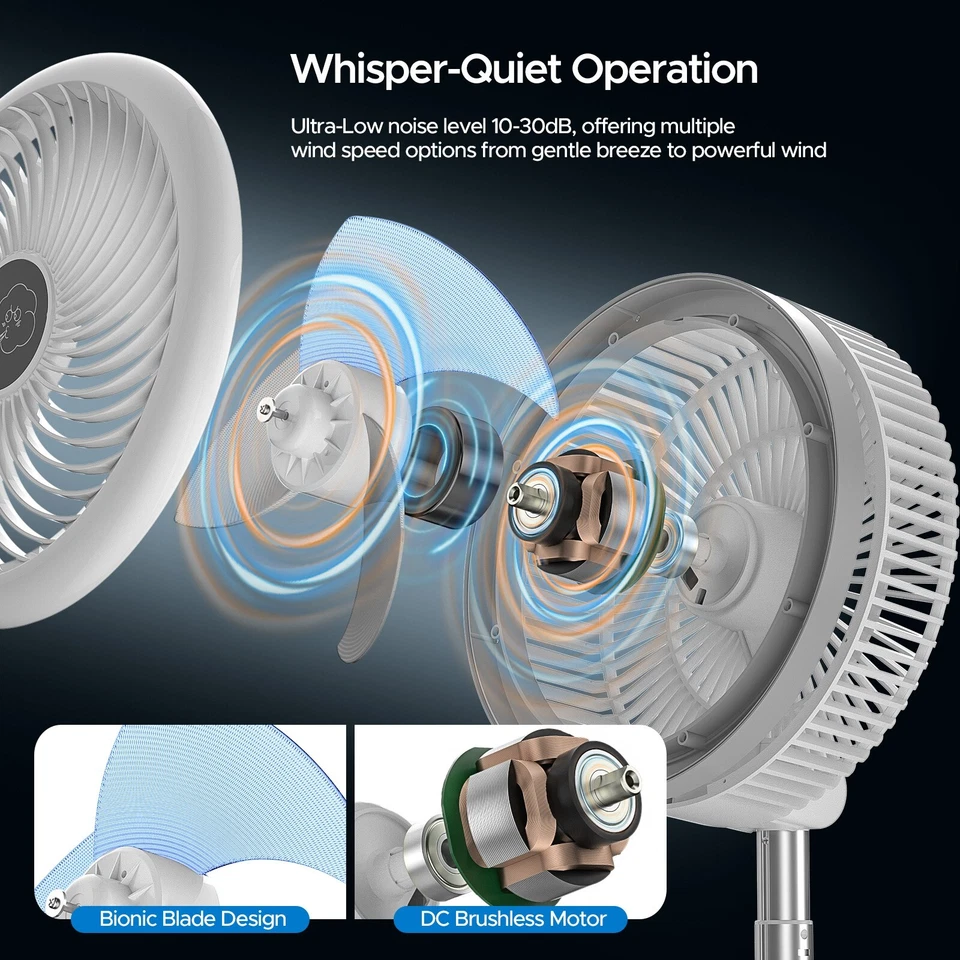 40000mAh Vertical Rechargeable Fan RGB Lights, Extra Large Airflow, Ambience - Image 3 of 4