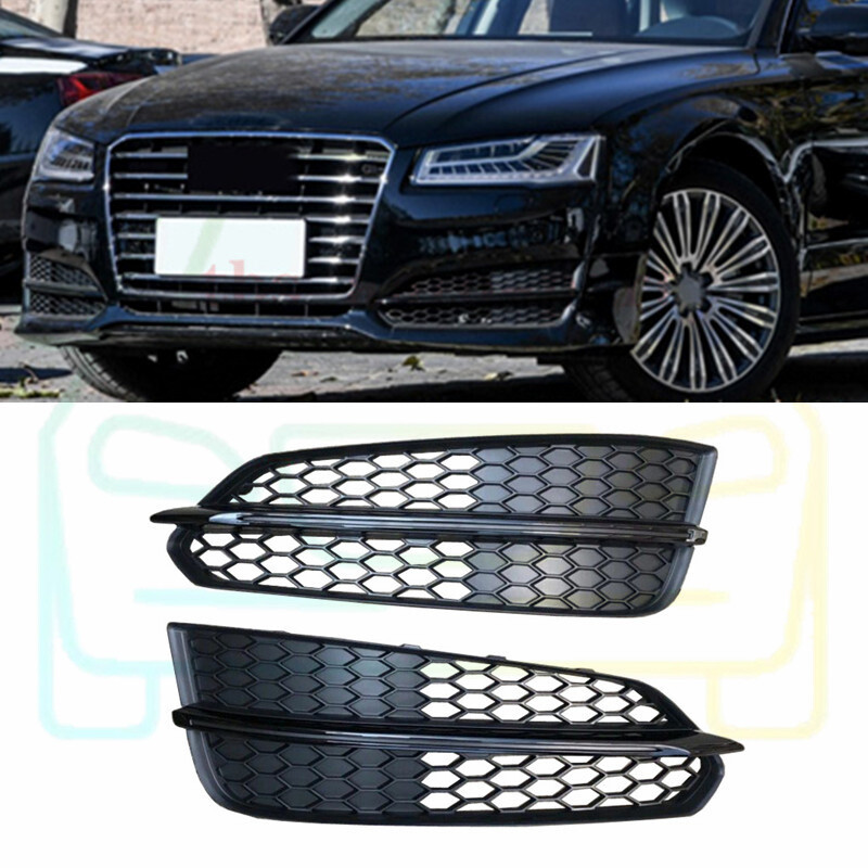 ABS Glossy Black L&R Front Bumper Lower Grill For Audi S8 2015-19