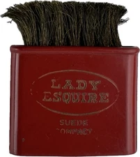 Vintage LADY ESQUIRE SUEDE Makeup Compact RED Made In USA Brush