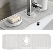 Toovem Silicone Faucet Handle Drip Catcher Tray Kitchen Sink Drain Mat Bathroom
