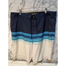 Goodfellow  Co Men's Swim Trunks Size 38 Navy Blue Striped Polyester Spandex