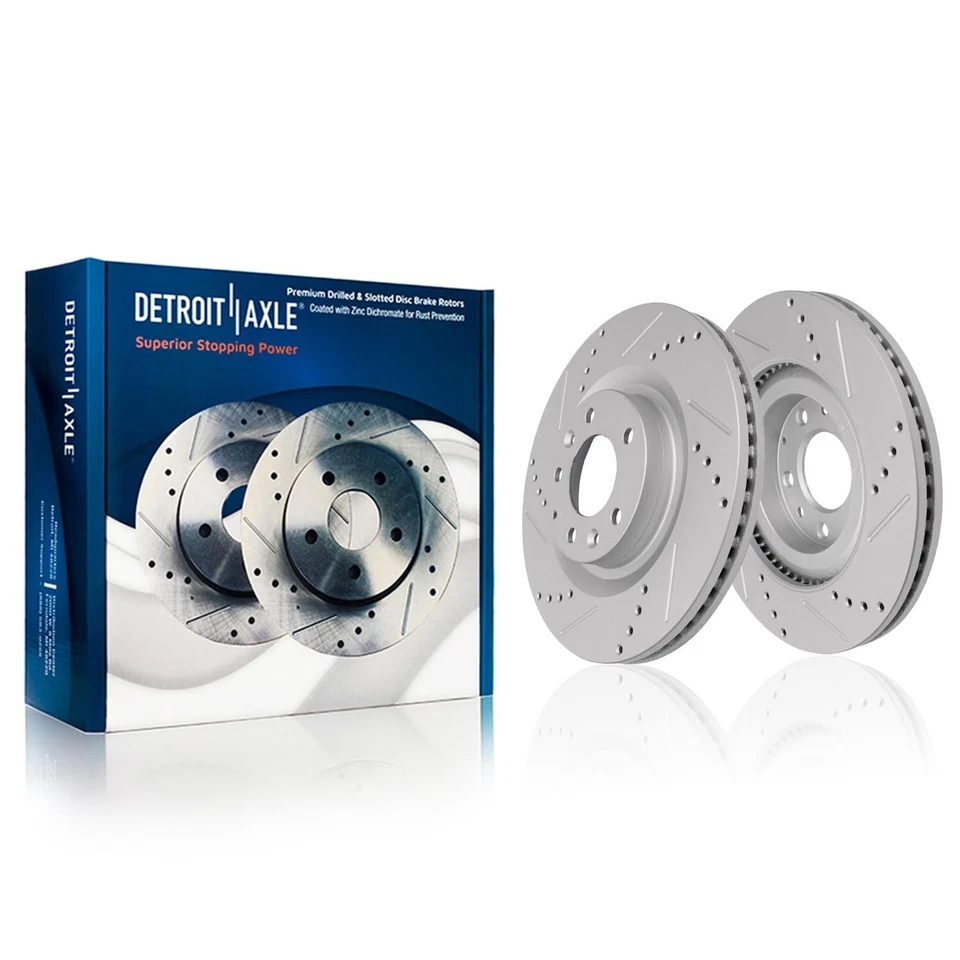 Front Rear Drilled Rotors Ceramic Brake Pads for 2016 2017 2018 2019 Mazda CX-9 - Image 3 of 4