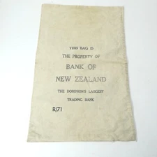 Bank of New Zealand Bag Vintage Canvas Money Coin Cash Deposit Banking