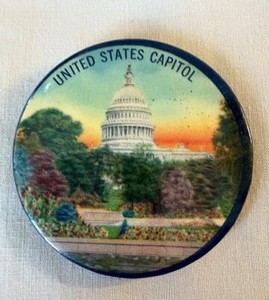 Vintage Celluloid Pocket Mirror of the United States Capitol Building, Beautiful