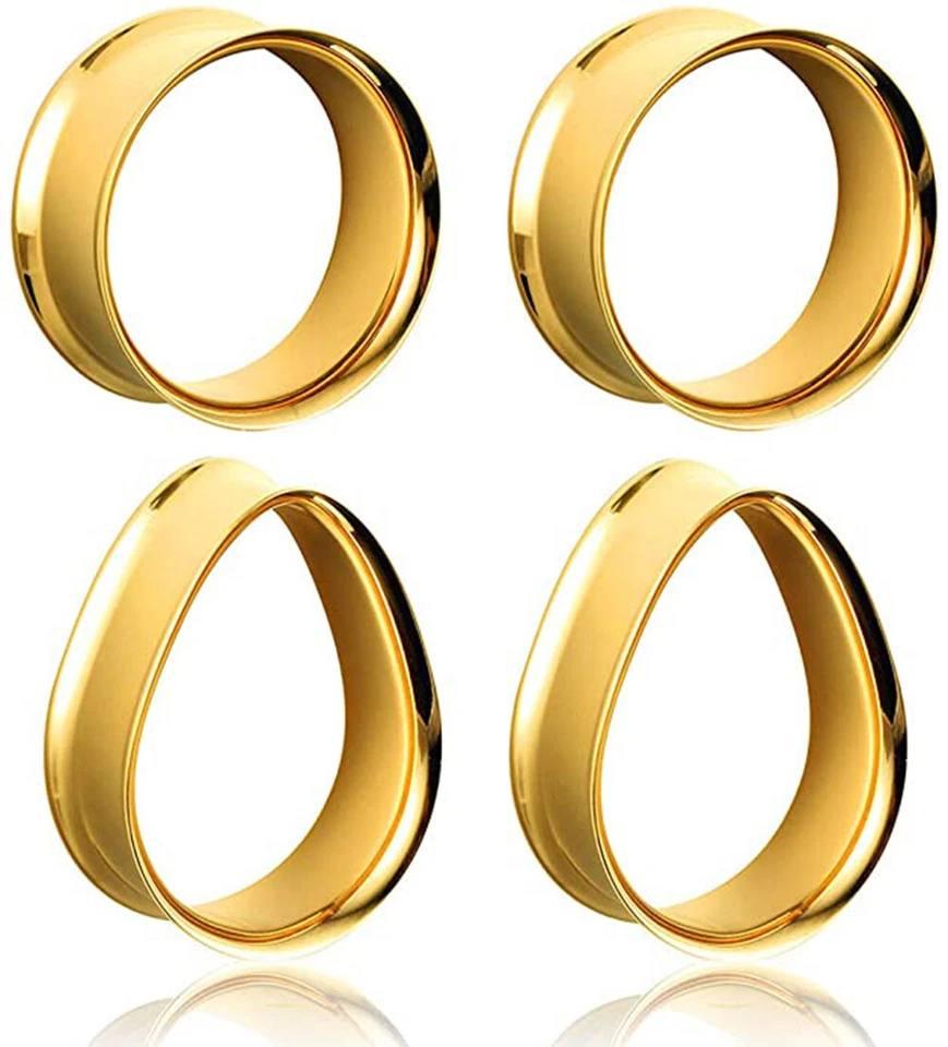 Par de lágrima doble llamarada y par de túnel de carne de acero inoxidable E568 Foto 2 de 3