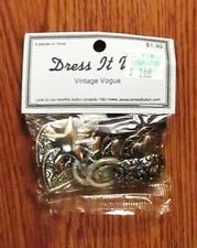 Dress It Up Vintage Vogue Silver Buttons 10 Pieces for Crafting, Clothes, Dolls