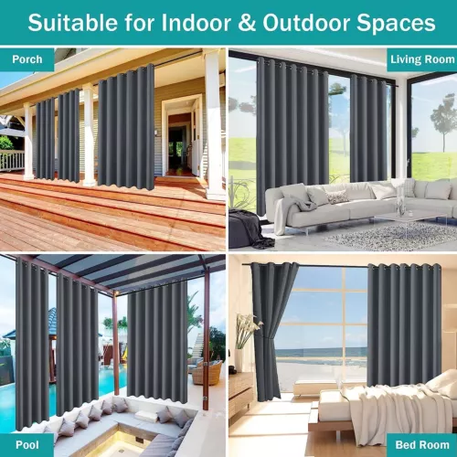 1/2 Stück Wasserdicht Outdoor Terrasse Vorhänge 52" Breit Sichtschutz Verdunkelung Pergola Schatten - Bild 5 von 124