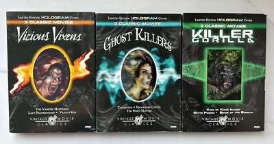 Vintage Movie Classics Lot of 3 Vicious Vixens/Ghost Killers/Killer Gorilla VGUC