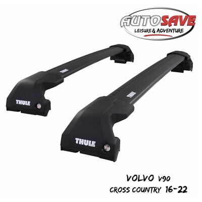THULE - WingBar Edge Black Roof Bars for Volvo V90 Cross Country (2016-22) Rails