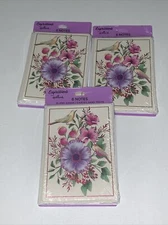 (18) Hallmark Any Occasion Purple Flower Blossom Blank Note Cards *FREE US SHIP*