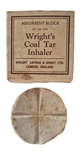 Vintage Wright’s Coal Tar Inhaler Absorbent Block & Original Box - Medical Curio