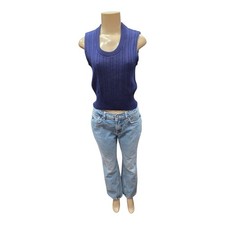Vintage Robert Bruce Grubb Stuff Sweater Womens Sz 12 Navy Ribbed Knit Vest