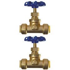 2 Pack XFITTING 1/2" Push Fit Gate Valve with Drain and Vent, 2-5-1=2
