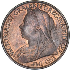 1896 Penny - Victoria British Bronze Coin - Superb