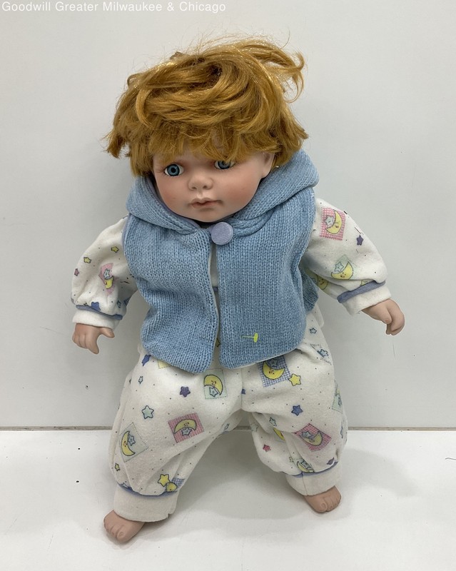 VTG Royal Cathay Collection Baby Boy Porcelain Doll w/ Red Hair 