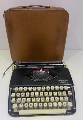 Vintage funktionierende Olympia Splendid 66 Schreibmaschine schwarz + Koffer Made in Germany BP24