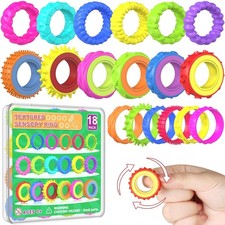 Fidget Toys for Kids 18 Pack Finger Spinner Sensory Rings Autism ADHD Calming