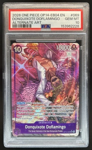2026 One Piece Donquixote Doflamingo Super Rare Alt Art #OP14-069 PSA 10