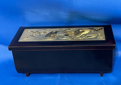 VTG Japanese Chokin Art Music Box Precious Art  CH-11B Mandarin Ducks/Blossoms