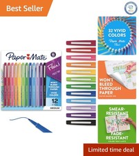 12 Assorted Colors Flair Felt Tip Pens, Medium Point 0.7mm for Creative Writing