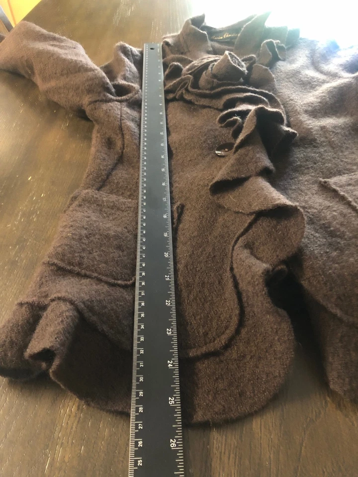 Cárdigan romántico Marisa Christina talla M 100% lana marrón con volantes Foto 4 de 4