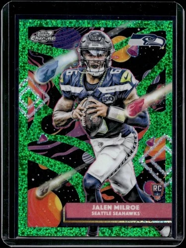 2025 Topps Cosmic Chrome Jalen Milroe #191 Green Space Dust Refractor /75 RC