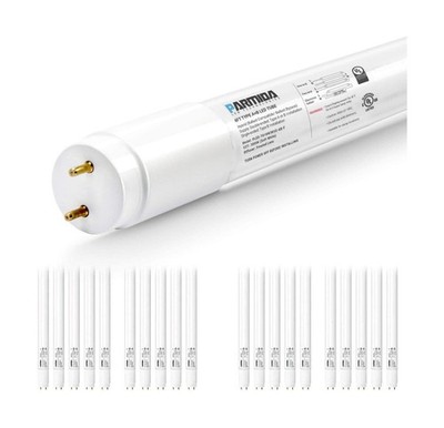 PARMIDA 20-Pack 4FT LED T8 Hybrid Type A+B Light Tube, 18W, Plug & Play or Ba...