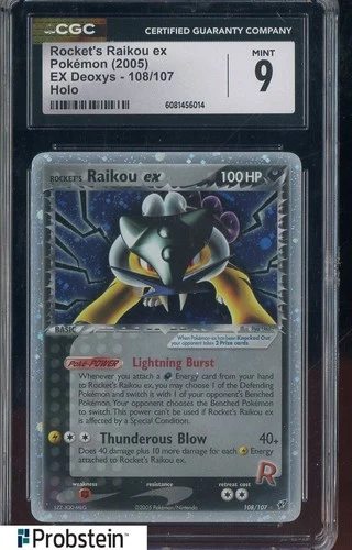 2005 Pokemon Ex Deoxys #108/107 Rocket's Raikou Ex Holo CGC 9 MINT