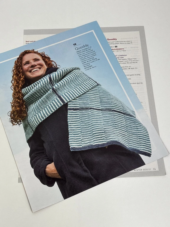 Quoddy Scarf Knitting Pattern Size 16x68.5" Magazine Pages - Image 3 of 3