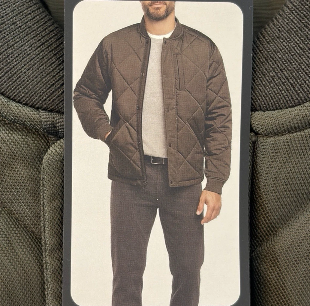 Banana Republic Diamond Quilted Olive Green Bomber Jacket Men’s Large NWT $100 image 3