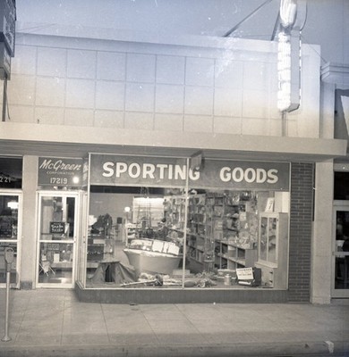 A24 Negative 1950's   Sporting Goods Store Front McGreen 276a