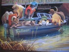 Unsigned 1999 vintage greeting card By Bryan Moon PLEASE WRITE Fishing Cats — photo 2