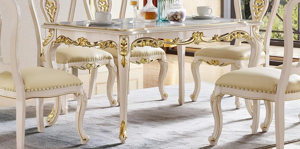Barock Esstisch Tisch Gruppe Esszimmer Wohnzimmer Garnitur Echtholz Design-image